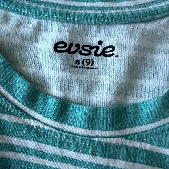 Evsie Teal Striped Sleeveless Knot Hem Tank Top - Small - Picture 2 of 2